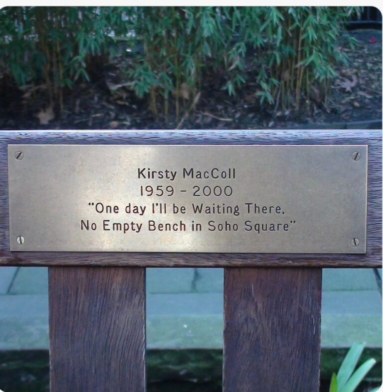 An empty bench in Soho Square